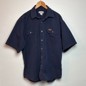 Carhartt Dark Blue Men’s Casual Short Sleeve Button Down Shirt Large Workwear